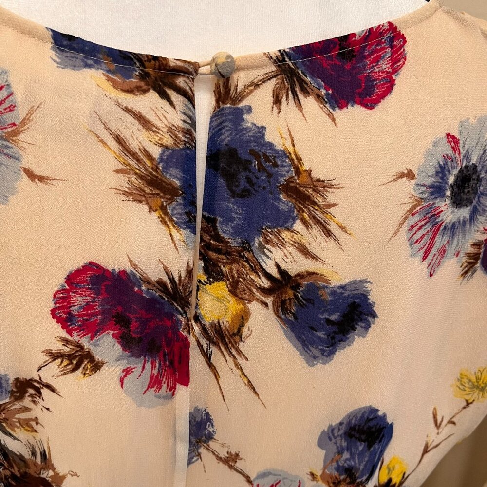 Boden Women's Floral Dress Sz 6R Timeless Lined Cap Short Sleeve Spring Cream - Picture 5 of 11